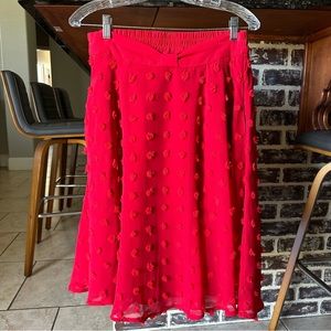 ModCloth Red Textured Polka Dot Skirt. Size Large.